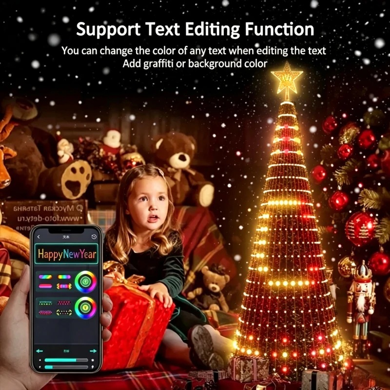 Star Tree Topper - Slimme RGB Kerstboomtopperlamp, Bluetooth APP-afstandsbediening LED-staarlamp
