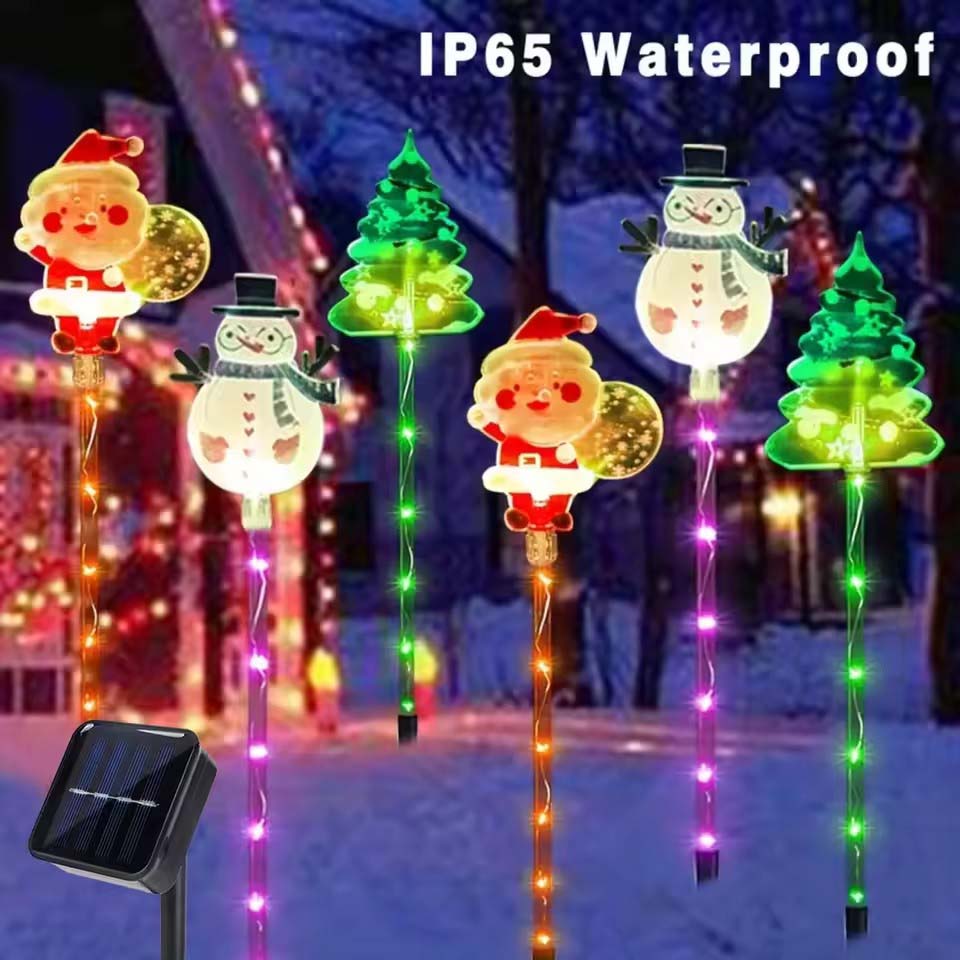 Christmas Lights Outdoor - 1 set zonne-aangedreven kerstman-, kerstboom- en